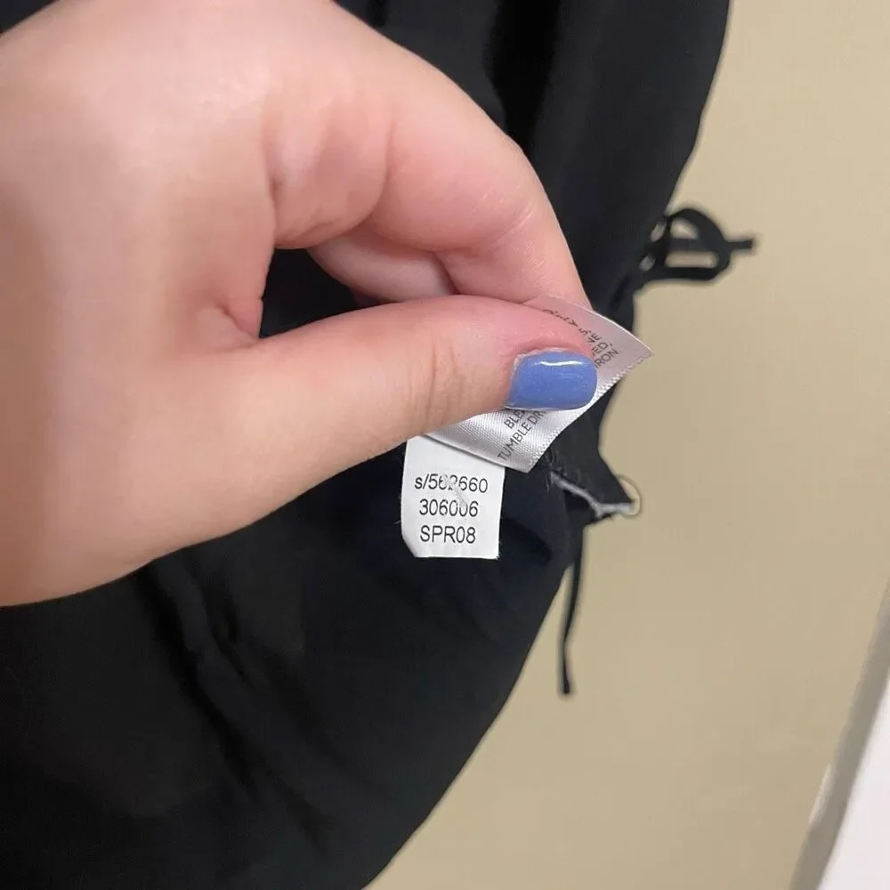 Old Navy Women’s Black Semi Sheer Puff Tie Sleeves Elastic Hem Medium